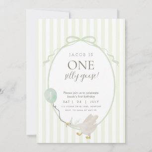 Invitación de primer cumpleaños de Green One Silly