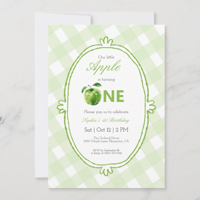 Invitación de primer cumpleaños de Green Our Littl (Anverso)