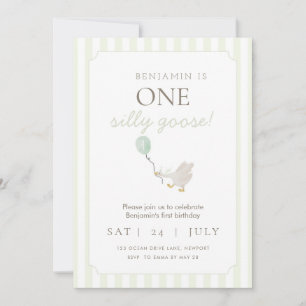 Invitación de primer cumpleaños de Green Silly Goo