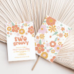 Invitación de primer cumpleaños de Groovy Retro Fl<br><div class="desc">Inspiración retro Dos Groovy invitación para el segundo cumpleaños con flores estilo de los años 70 y fuentes y colores boho.</div>
