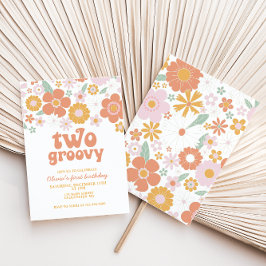 Invitación de primer cumpleaños de Groovy Retro Fl