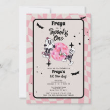 Invitación de primer cumpleaños de Halloween con f