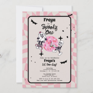 Invitación de primer cumpleaños de Halloween con f