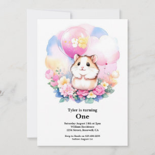 Invitación de primer cumpleaños de Hamster