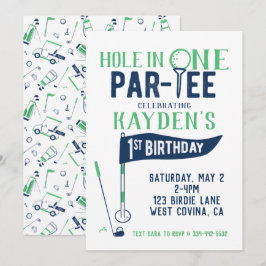 Invitación de primer cumpleaños de Hole in One Doo