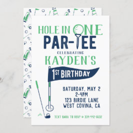 Invitación de primer cumpleaños de Hole in One Doo