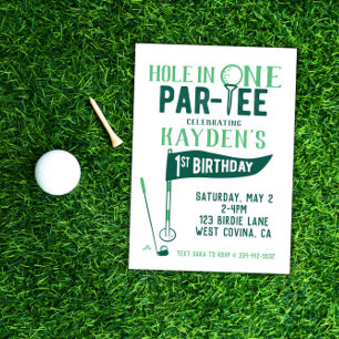 Invitación de primer cumpleaños de Hole in One Doo