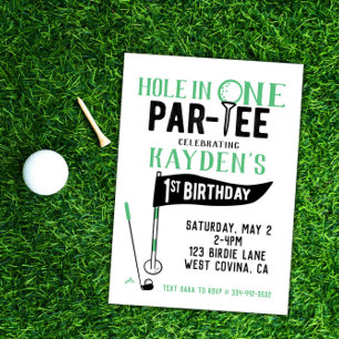 Invitación de primer cumpleaños de Hole in One Doo