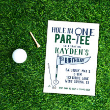 Invitación de primer cumpleaños de Hole in One Doo
