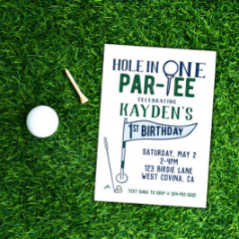 Invitación de primer cumpleaños de Hole in One Doo