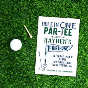 Invitación de primer cumpleaños de Hole in One Doo