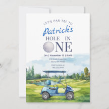Invitación de primer cumpleaños de Hole In One Gol