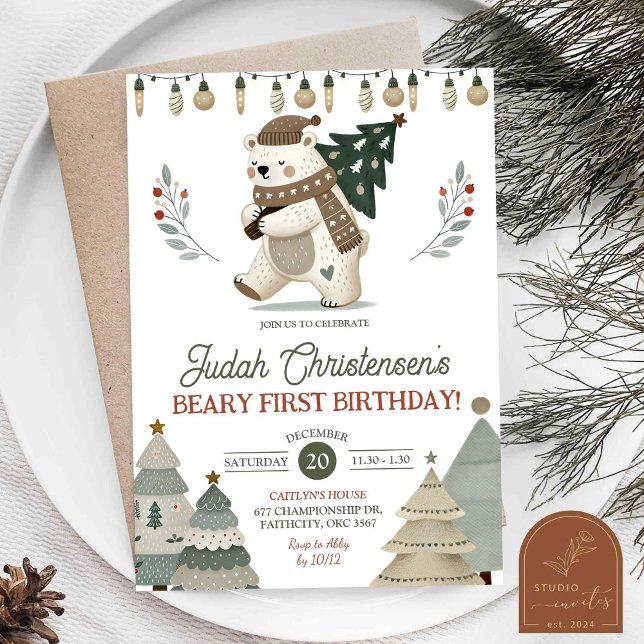 Invitación de primer cumpleaños de invierno ártico (Subido por el creador)