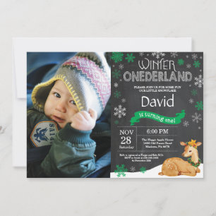 Invitación de primer cumpleaños de invierno de Aus