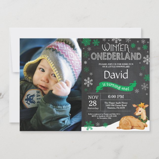Invitación de primer cumpleaños de invierno de Aus (Anverso)