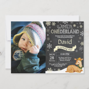 Invitación de primer cumpleaños de invierno de Aus