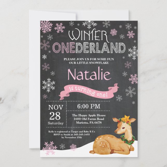 Invitación de primer cumpleaños de invierno de Aus (Anverso)