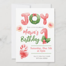 Invitación de primer cumpleaños de joy Navidades d