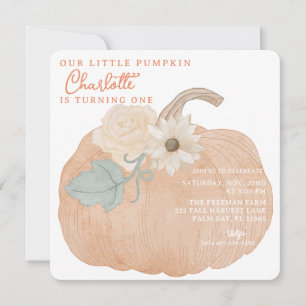 Invitación de primer cumpleaños de la Calabaza nar