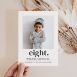Invitación de primer cumpleaños de la foto de ocho
