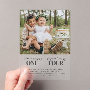 Invitación de primer cumpleaños de la junta fotogr