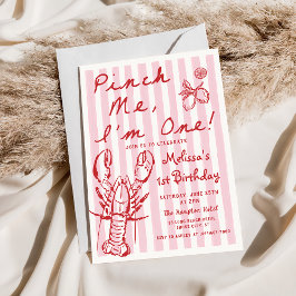 Invitación de primer cumpleaños de la langosta dib