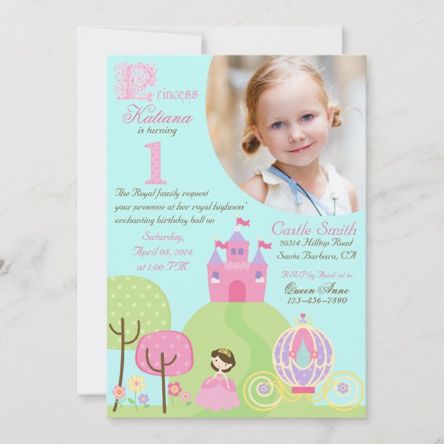 Invitación de primer cumpleaños de la princesa de  (Anverso)