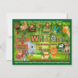 Invitación de primer cumpleaños de la selva salvaj