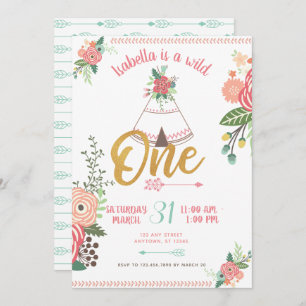 Invitación de primer cumpleaños de la tribu chica