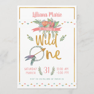 Invitación de primer cumpleaños de la tribu chica