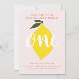 Invitación de primer cumpleaños de Lemonade Rosa