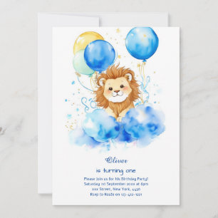 Invitación de primer cumpleaños de león