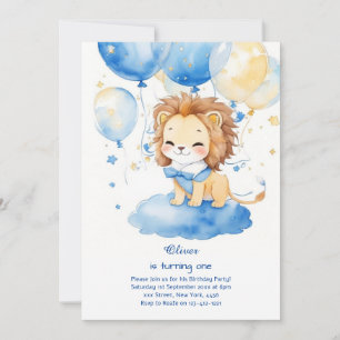 Invitación de primer cumpleaños de león