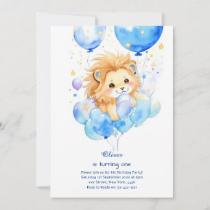 Invitación de primer cumpleaños de León Cute