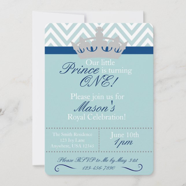 Invitación de primer cumpleaños de Little Prince (Anverso)