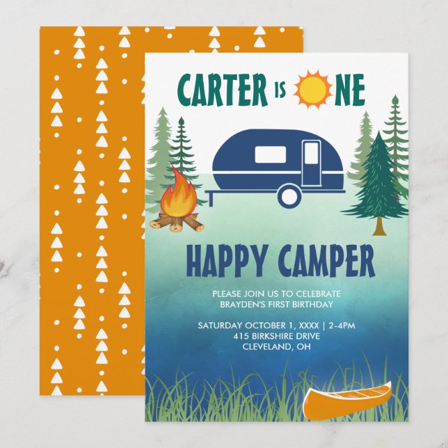 Invitación de primer cumpleaños de los chicos de C (Anverso / Reverso)