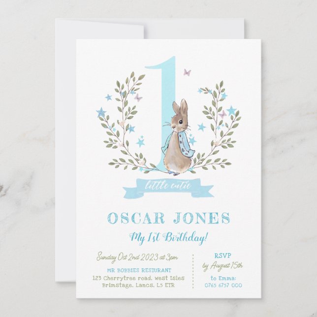 Invitación de primer cumpleaños de los niños, chic (Anverso)