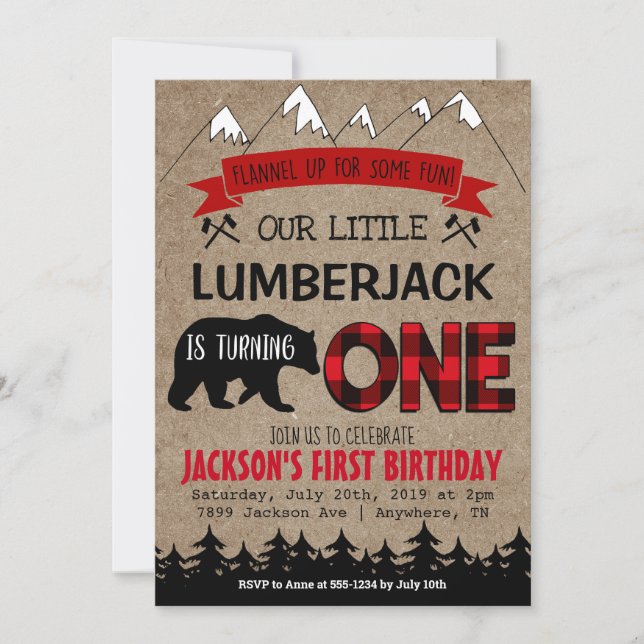 Invitación de primer cumpleaños de los niños de Lu (Anverso)
