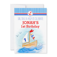 Invitación de primer cumpleaños de los niños náuti