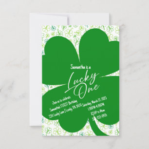 Invitación de primer cumpleaños de Lucky One Shamr