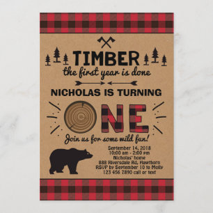 Invitación de primer cumpleaños de Lumberjack