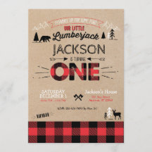 Invitación de primer cumpleaños de Lumberjack Flan