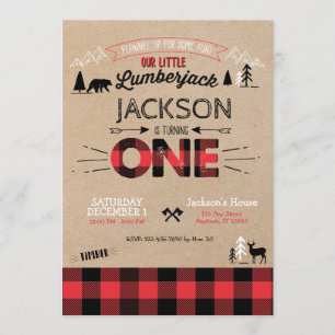 Invitación de primer cumpleaños de Lumberjack Flan
