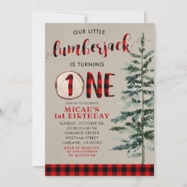 Invitación de primer cumpleaños de Lumberjack Red