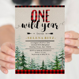 Invitación de primer cumpleaños de Lumberjack Red