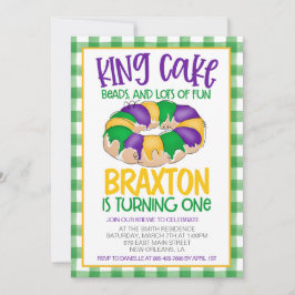 Invitación de primer cumpleaños de Mardi Gras