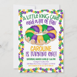 Invitación de primer cumpleaños de Mardi Gras