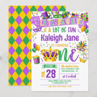 Invitación de primer cumpleaños de Mardi Gras