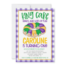 Invitación de primer cumpleaños de Mardi Gras