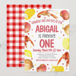 Invitación de primer cumpleaños de Mardi Gras Craw